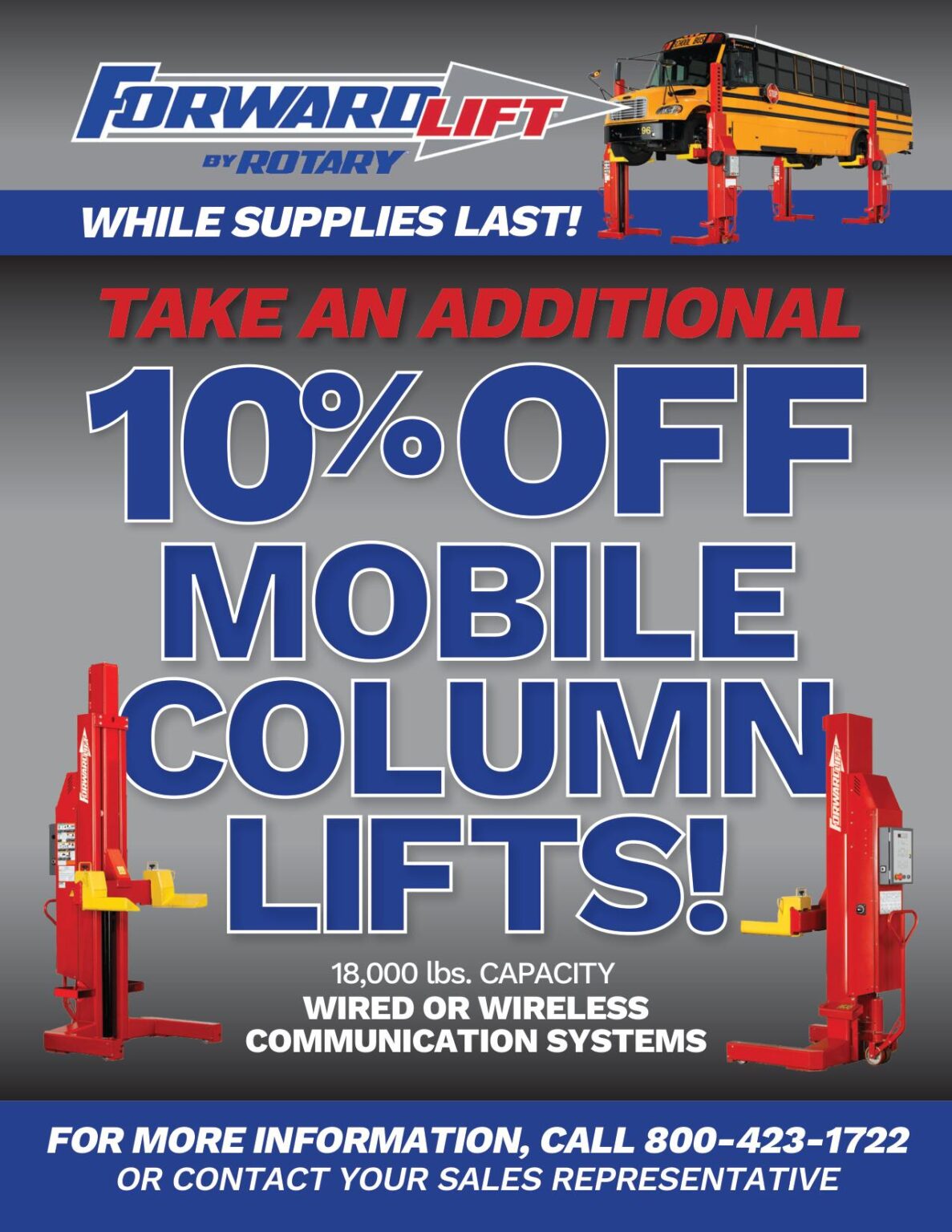 Limited Time Offer On Forward Lift Mobile Column Lifts | Rotary Lift